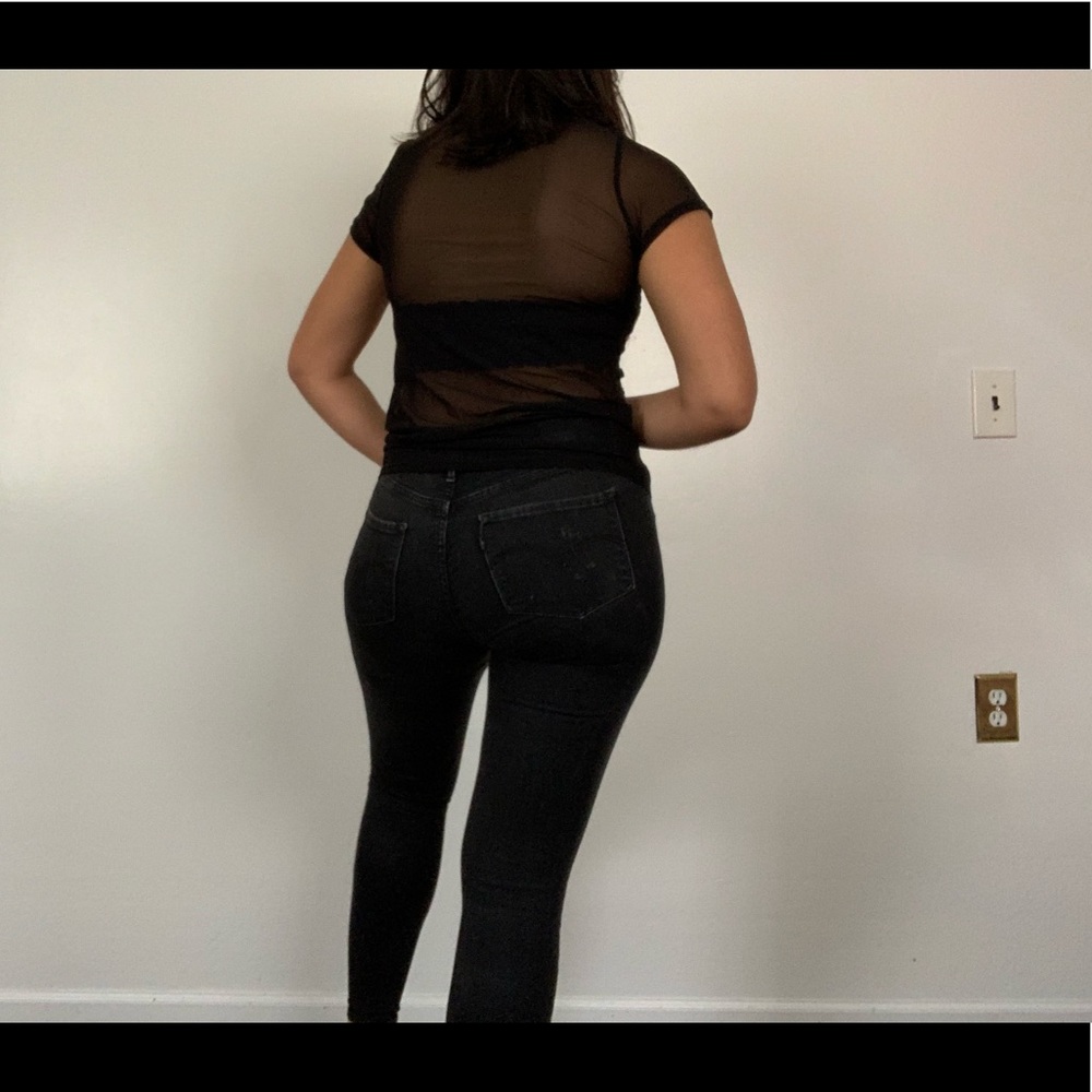 Mesh Top with Embroidered Roses - Picture 2 of 5
